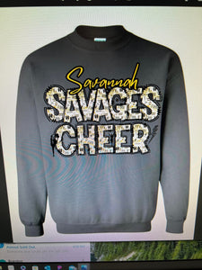 Savannah Savages Cheer Charcoal Gildan Crew Neck